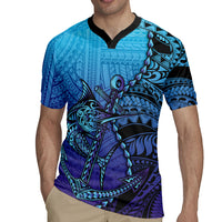 Personalised Polynesia Blue Marlin Fishing Rugby Jersey Marlin Anchor Tattoo Polynesian Pattern LT14 - Polynesian Pride