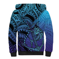 Personalised Polynesia Blue Marlin Fishing Sherpa Hoodie Marlin Anchor Tattoo Polynesian Pattern LT14 - Polynesian Pride