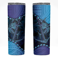 Personalised Polynesia Blue Marlin Fishing Skinny Tumbler Marlin Anchor Tattoo Polynesian Pattern LT14 Purple - Polynesian Pride