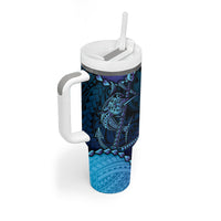Personalised Polynesia Blue Marlin Fishing Tumbler With Handle Marlin Anchor Tattoo Polynesian Pattern LT14 - Polynesian Pride