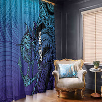 Personalised Polynesia Blue Marlin Fishing Window Curtain Marlin Anchor Tattoo Polynesian Pattern LT14 - Polynesian Pride