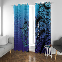 Personalised Polynesia Blue Marlin Fishing Window Curtain Marlin Anchor Tattoo Polynesian Pattern LT14 With Grommets Purple - Polynesian Pride