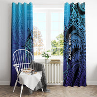 Personalised Polynesia Blue Marlin Fishing Window Curtain Marlin Anchor Tattoo Polynesian Pattern LT14 - Polynesian Pride