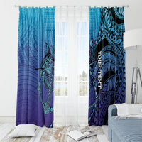 Personalised Polynesia Blue Marlin Fishing Window Curtain Marlin Anchor Tattoo Polynesian Pattern LT14 - Polynesian Pride