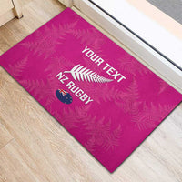 Custom New Zealand Silver Fern Rugby Rubber Doormat Go Aotearoa - Pink Version