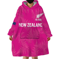Custom New Zealand Silver Fern Rugby Wearable Blanket Hoodie Go Aotearoa - Pink Version