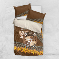 Personalised Tonga Language Week Bedding Set Malo e Lelei Tongan Ngatu Pattern - Brown LT14 US Twin 172cm x 218cm Brown - Polynesian Pride