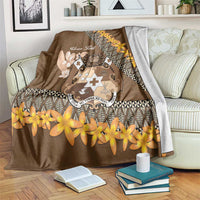 Personalised Tonga Language Week Blanket Malo e Lelei Tongan Ngatu Pattern - Brown LT14 Brown - Polynesian Pride