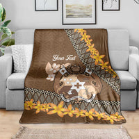 Personalised Tonga Language Week Blanket Malo e Lelei Tongan Ngatu Pattern - Brown LT14 - Polynesian Pride
