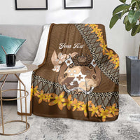 Personalised Tonga Language Week Blanket Malo e Lelei Tongan Ngatu Pattern - Brown LT14 - Polynesian Pride