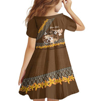 Personalised Tonga Language Week Family Matching Tank Maxi Dress and Hawaiian Shirt Malo e Lelei Tongan Ngatu Pattern - Brown LT14 - Polynesian Pride