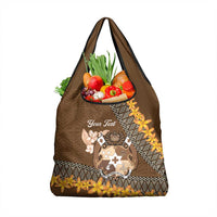 Personalised Tonga Language Week Grocery Bag Malo e Lelei Tongan Ngatu Pattern - Brown LT14 1-pack One Size Brown - Polynesian Pride