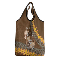 Personalised Tonga Language Week Grocery Bag Malo e Lelei Tongan Ngatu Pattern - Brown LT14 - Polynesian Pride
