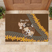 Personalised Tonga Language Week Rubber Doormat Malo e Lelei Tongan Ngatu Pattern - Brown LT14 Brown - Polynesian Pride