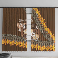Personalised Tonga Language Week Window Curtain Malo e Lelei Tongan Ngatu Pattern - Brown LT14 With Hooks Brown - Polynesian Pride