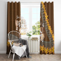 Personalised Tonga Language Week Window Curtain Malo e Lelei Tongan Ngatu Pattern - Brown LT14 - Polynesian Pride