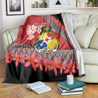 Personalised Tonga Language Week Blanket Malo e Lelei Tongan Ngatu Pattern - Red LT14 Red - Polynesian Pride