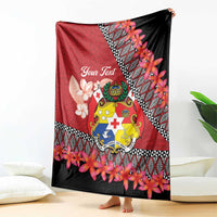 Personalised Tonga Language Week Blanket Malo e Lelei Tongan Ngatu Pattern - Red LT14 - Polynesian Pride