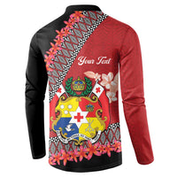 Personalised Tonga Language Week Button Sweatshirt Malo e Lelei Tongan Ngatu Pattern - Red LT14 - Polynesian Pride