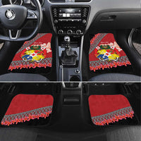 Personalised Tonga Language Week Car Mats Malo e Lelei Tongan Ngatu Pattern - Red LT14 Set 4pcs Red - Polynesian Pride