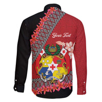Personalised Tonga Language Week Family Matching Puletasi and Hawaiian Shirt Malo e Lelei Tongan Ngatu Pattern - Red LT14 - Polynesian Pride