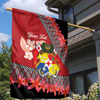 Personalised Tonga Language Week Garden Flag Malo e Lelei Tongan Ngatu Pattern - Red LT14 - Polynesian Pride