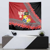 Personalised Tonga Language Week Tapestry Malo e Lelei Tongan Ngatu Pattern - Red