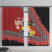 Personalised Tonga Language Week Window Curtain Malo e Lelei Tongan Ngatu Pattern - Red LT14 With Hooks Red - Polynesian Pride