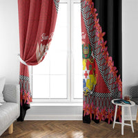 Personalised Tonga Language Week Window Curtain Malo e Lelei Tongan Ngatu Pattern - Red LT14 - Polynesian Pride