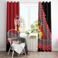 Personalised Tonga Language Week Window Curtain Malo e Lelei Tongan Ngatu Pattern - Red LT14 - Polynesian Pride