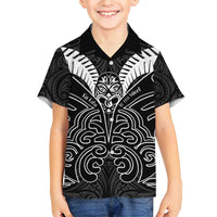 Kia Kaha Te Reo Maori Family Matching Short Sleeve Bodycon Dress and Hawaiian Shirt Aotearoa Hei Tiki With Hongi