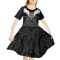 Kia Kaha Te Reo Maori Kid Short Sleeve Dress Aotearoa Hei Tiki With Hongi