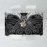 Kia Kaha Te Reo Maori Tablecloth Aotearoa Hei Tiki With Hongi LT14 Black - Polynesian Pride
