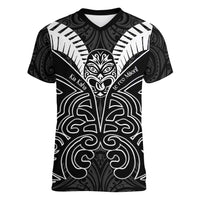 Kia Kaha Te Reo Maori Women V-Neck T-Shirt Aotearoa Hei Tiki With Hongi