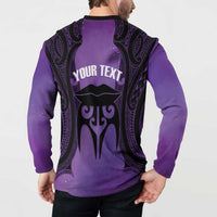 Personalised New Zealand Suffrage Day Button Sweatshirt Maori Tattoo Galaxy Vibe - Polynesian Pride