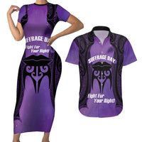 Personalised New Zealand Suffrage Day Couples Matching Short Sleeve Bodycon Dress and Hawaiian Shirt Maori Tattoo Galaxy Vibe - Polynesian Pride