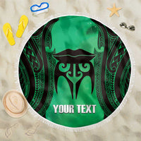 Personalised Moko Kauae New Zealand Beach Blanket Maori Chin Tattoo Green LT14 One Size 150cm Green - Polynesian Pride