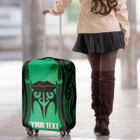 Personalised Moko Kauae New Zealand Luggage Cover Maori Chin Tattoo Green - Polynesian Pride