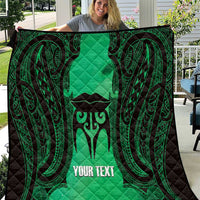 Personalised Moko Kauae New Zealand Quilt Maori Chin Tattoo Green - Polynesian Pride
