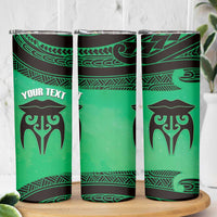 Personalised Moko Kauae New Zealand Skinny Tumbler Maori Chin Tattoo Green - Polynesian Pride