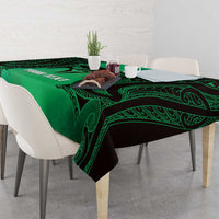 Personalised Moko Kauae New Zealand Tablecloth Maori Chin Tattoo Green LT14 - Polynesian Pride