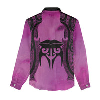 Personalised Moko Kauae New Zealand Women Casual Shirt Maori Chin Tattoo Pink - Polynesian Pride