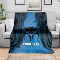 Personalised Moko Kauae New Zealand Blanket Maori Chin Tattoo Blue - Polynesian Pride