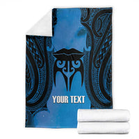 Personalised Moko Kauae New Zealand Blanket Maori Chin Tattoo Blue - Polynesian Pride