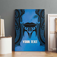 Personalised Moko Kauae New Zealand Canvas Wall Art Maori Chin Tattoo Blue LT14 - Polynesian Pride