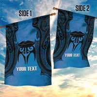Personalised Moko Kauae New Zealand Garden Flag Maori Chin Tattoo Blue - Polynesian Pride
