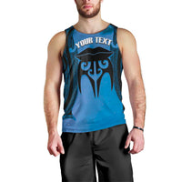 Personalised Moko Kauae New Zealand Men Tank Top Maori Chin Tattoo Blue - Polynesian Pride