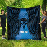 Personalised Moko Kauae New Zealand Quilt Maori Chin Tattoo Blue - Polynesian Pride