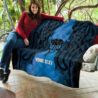 Personalised Moko Kauae New Zealand Quilt Maori Chin Tattoo Blue - Polynesian Pride