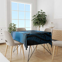 Personalised Moko Kauae New Zealand Tablecloth Maori Chin Tattoo Blue LT14 - Polynesian Pride